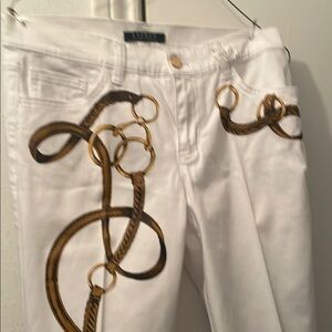 Ralph Lauren White Jeans with Brown Accents